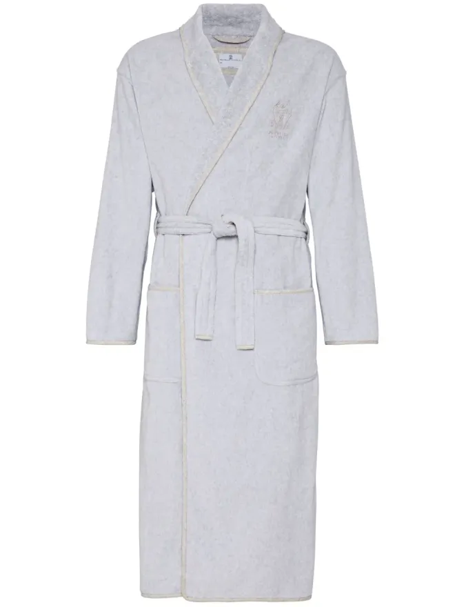 Brunello Cucinelli Brunello Cucinelli ロゴ刺繍 バスローブ ブルーの商品画像