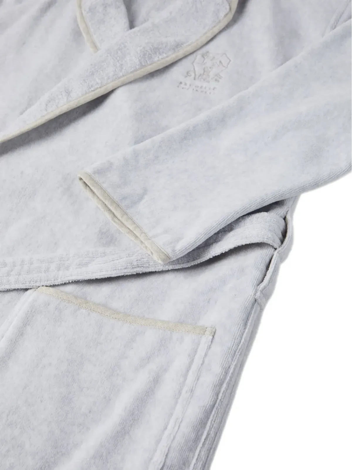 Brunello Cucinelli ロゴ刺繍 バスローブ ブルー - 画像2