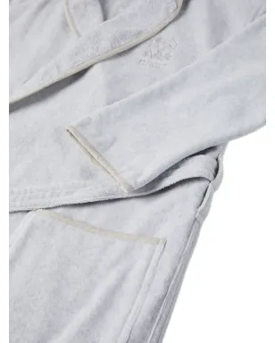 Brunello Cucinelli ロゴ刺繍 バスローブ ブルー - サムネイル2
