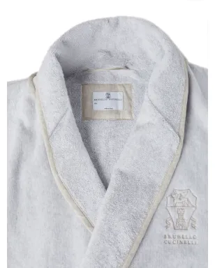 Brunello Cucinelli ロゴ刺繍 バスローブ ブルー - サムネイル3