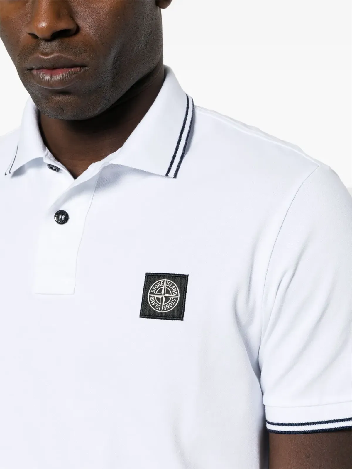 Stone Island ピケコットンポロシャツ ホワイト - 画像5