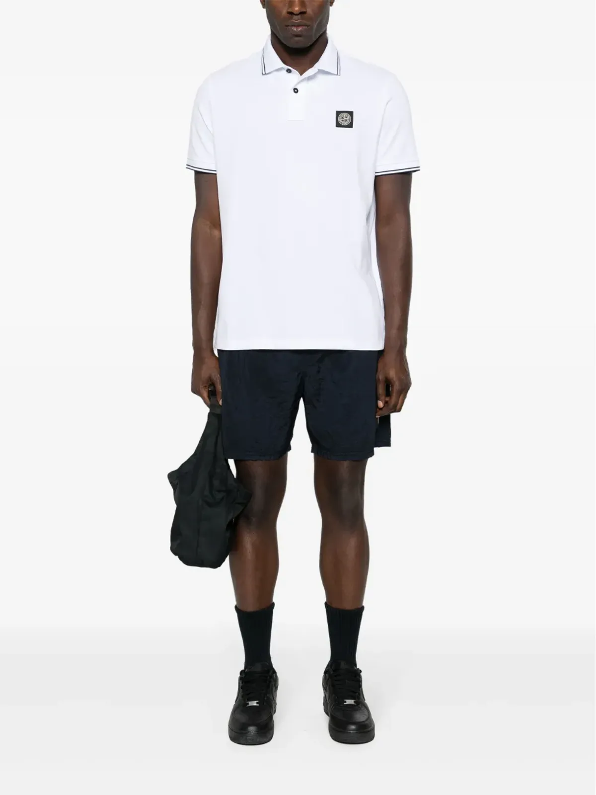 Stone Island ピケコットンポロシャツ ホワイト - 画像2