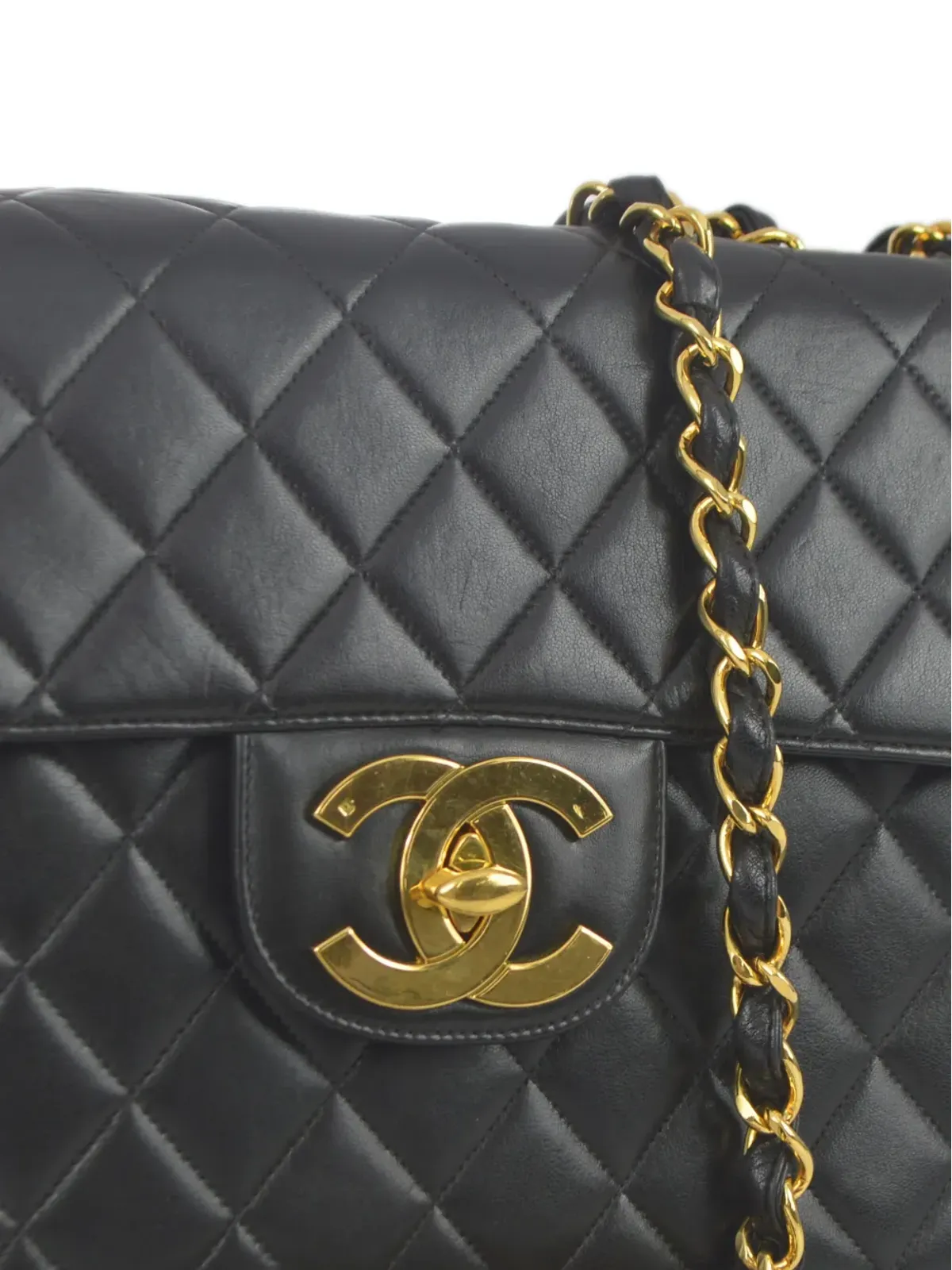 CHANEL ビンテージ 1995 ジャンボ クラシック フラップ ショルダーバッグ - ブラック - 画像2
