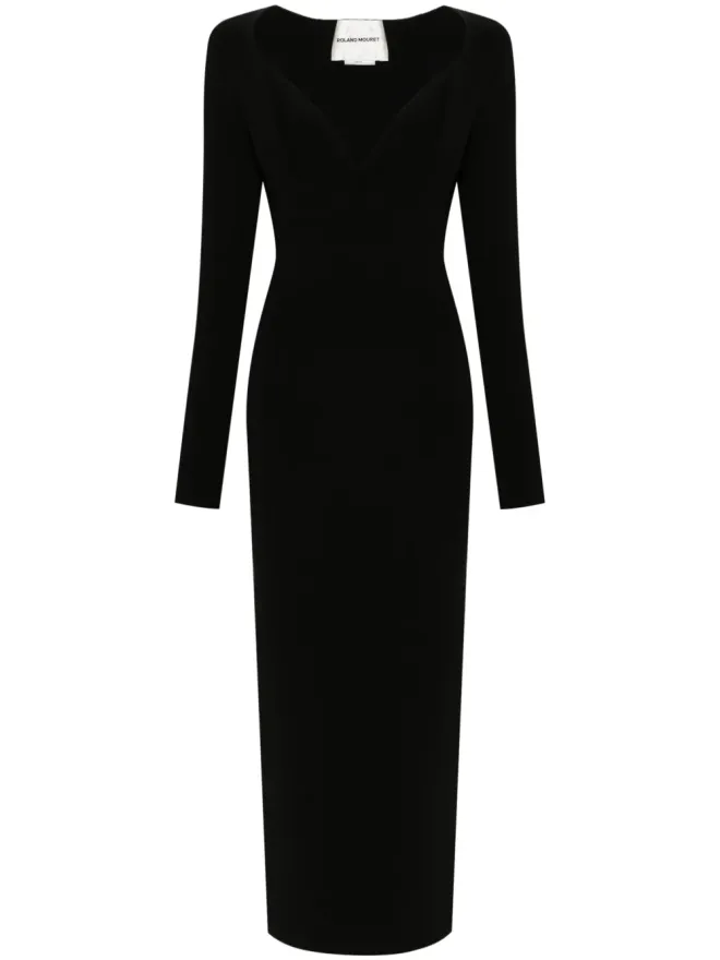 Roland Mouret Roland Mouret pleat-detail knitted dress - Blackの商品画像