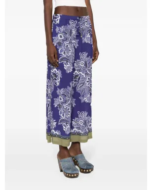 ETRO フローラルプリントのワイドレッグパンツ ブルー - サムネイル3