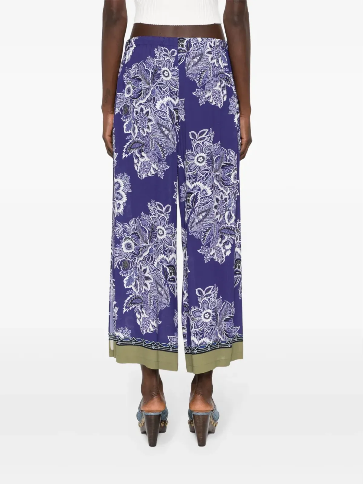ETRO フローラルプリントのワイドレッグパンツ ブルー - 画像4