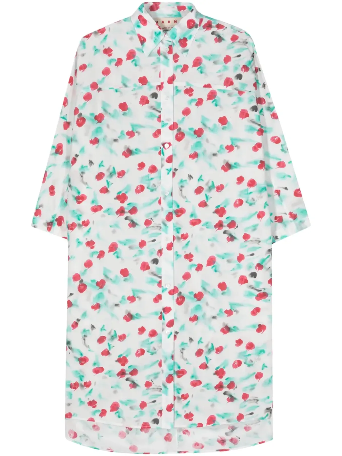 Marni レベリープリント コットン シャツドレス - ホワイト - 画像1