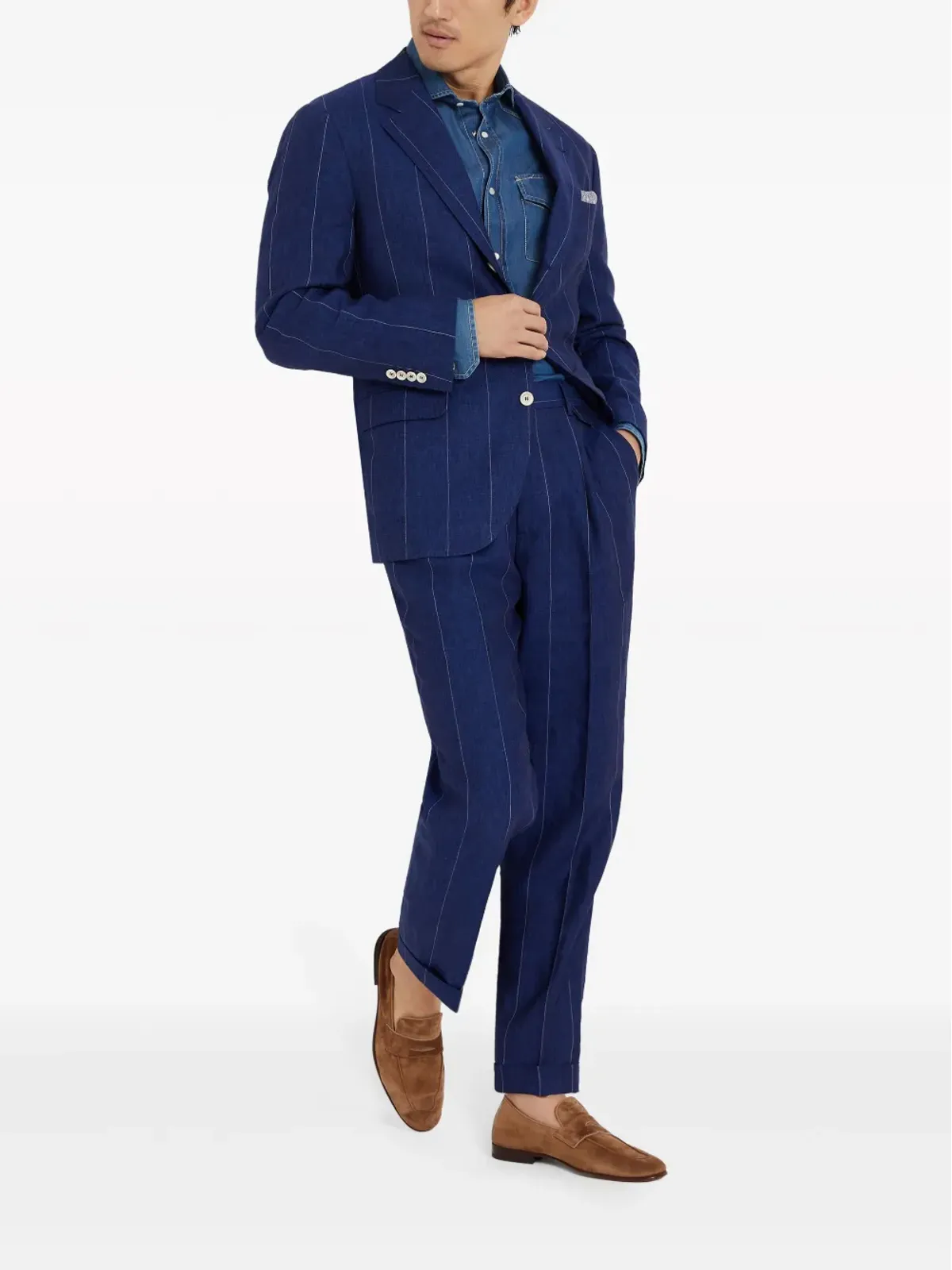 Brunello Cucinelli デニム プレススタッド留めシャツ - ブルー - 画像2