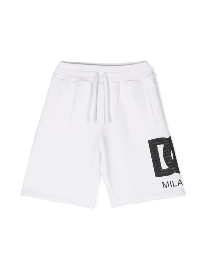 Dolce & Gabbana Kids Dolce & Gabbana Kids ロゴプリント コットンショーツ - ホワイトの商品画像