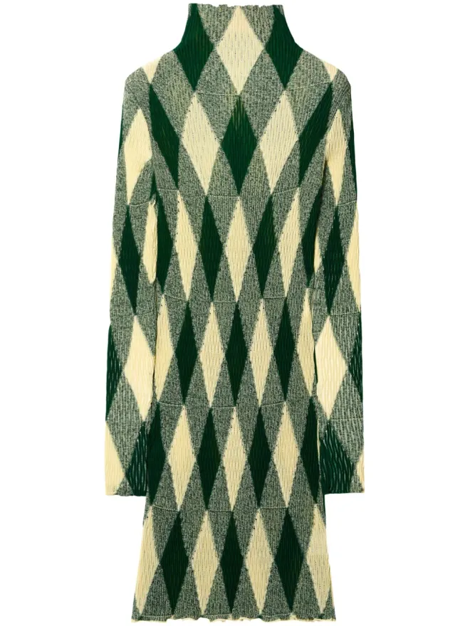 Burberry Burberry アーガイルリブ編みドレス - グリーンの商品画像