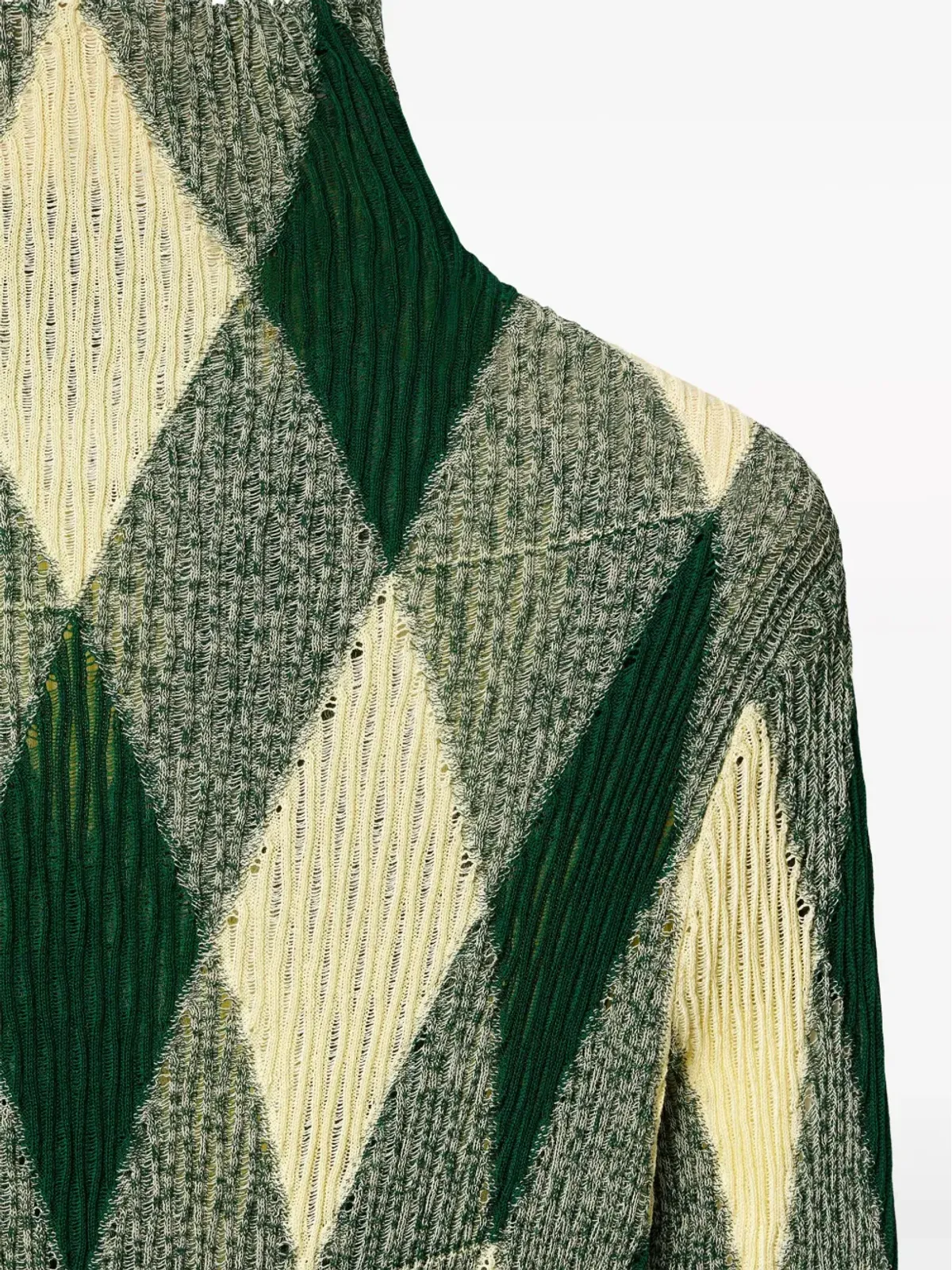 Burberry アーガイルリブ編みドレス - グリーン - 画像5