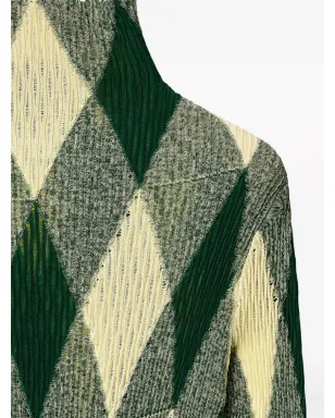 Burberry アーガイルリブ編みドレス - グリーン - サムネイル5