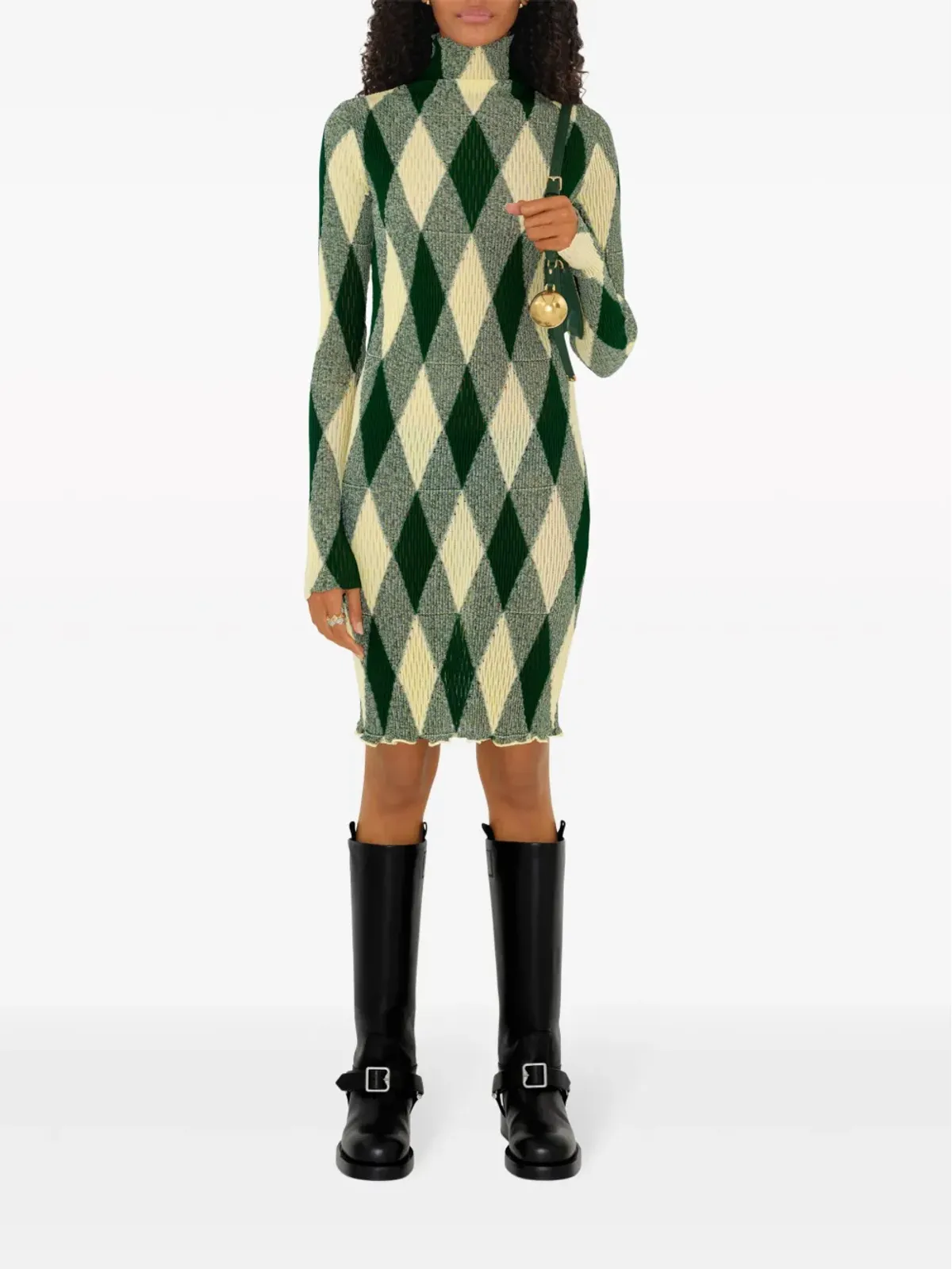 Burberry アーガイルリブ編みドレス - グリーン - 画像2
