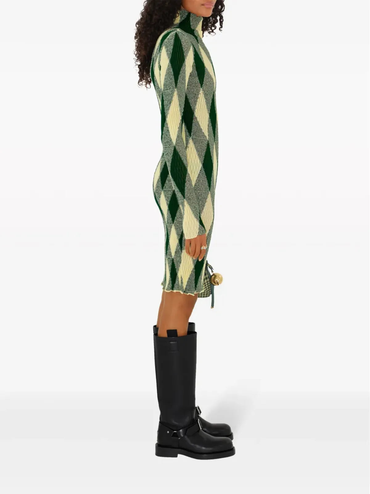 Burberry アーガイルリブ編みドレス - グリーン - 画像3