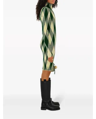 Burberry アーガイルリブ編みドレス - グリーン - サムネイル3