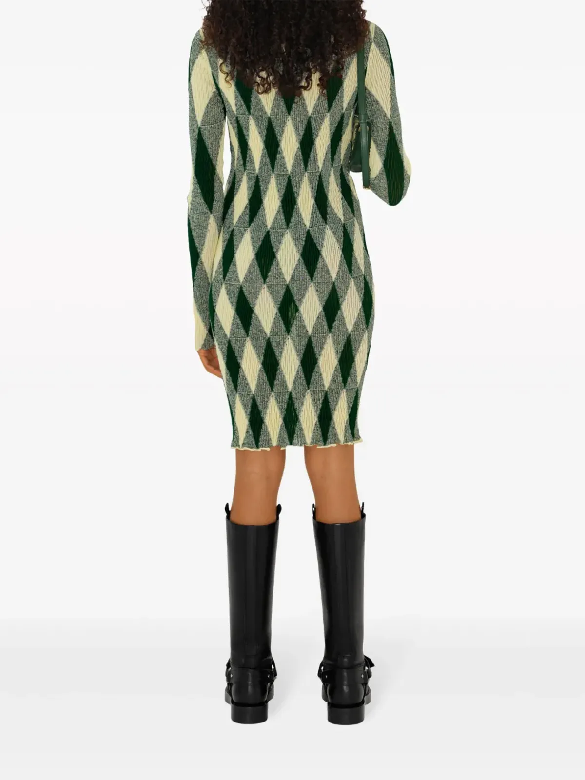 Burberry アーガイルリブ編みドレス - グリーン - 画像4