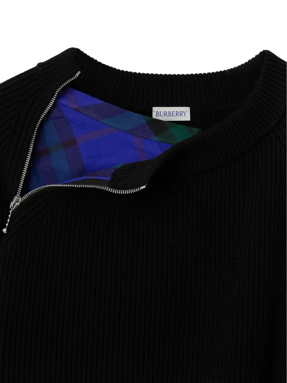 Burberry ジップディテール ウールニットセーター ブラック - 画像5