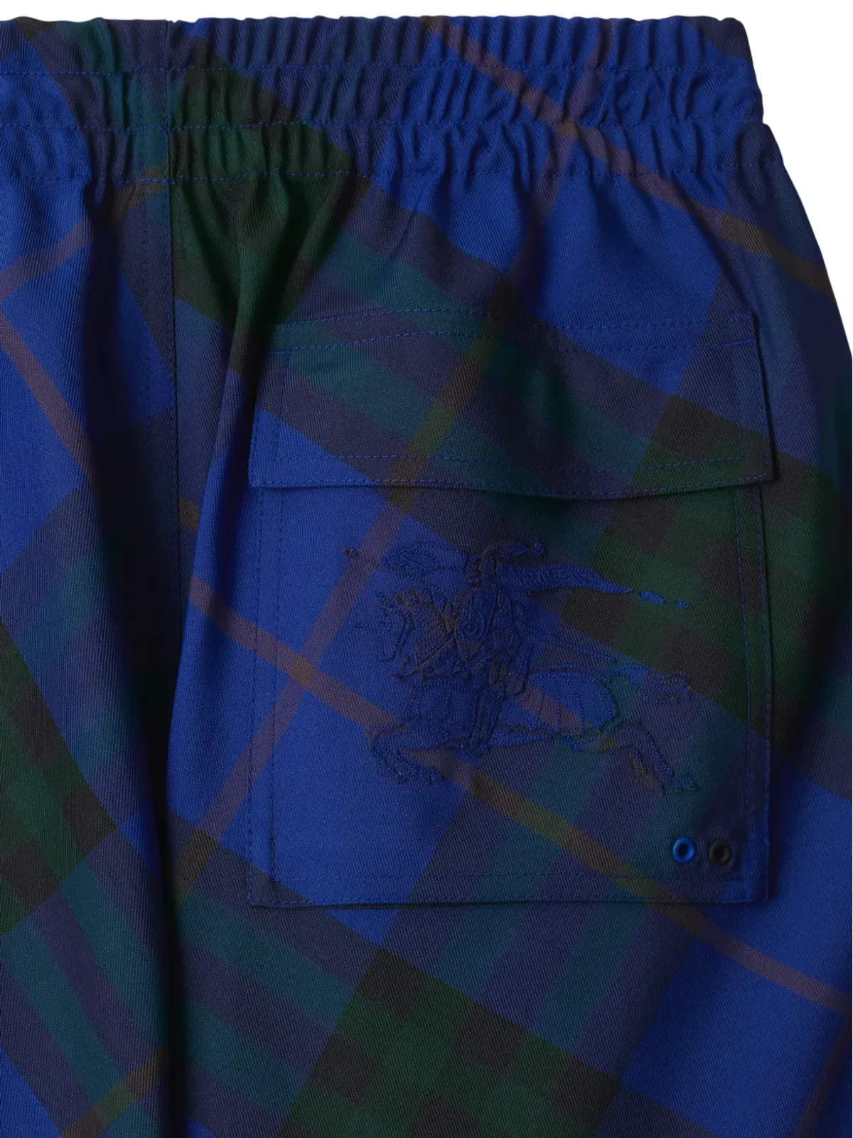 Burberry EKD-刺繍入り チェック柄ツイルパンツ ブルー - 画像5
