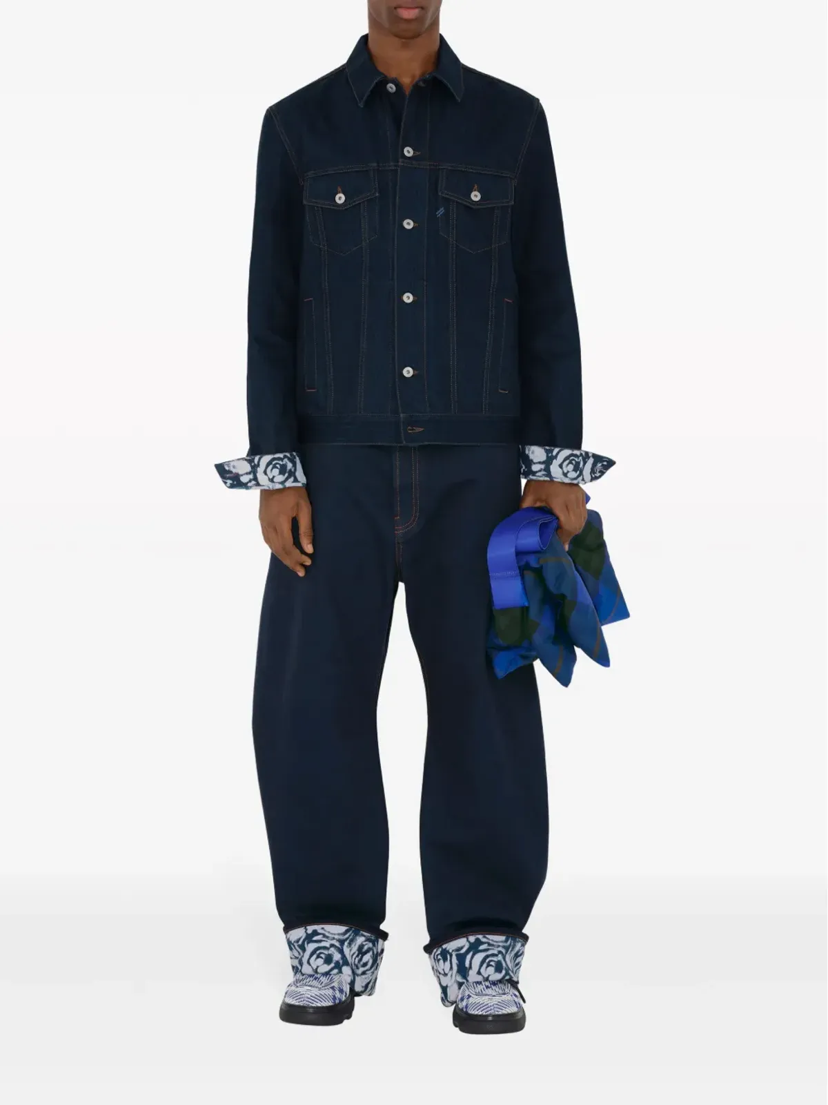 Burberry ロゴパッチ コットン ワイドレッグジーンズ - 画像2