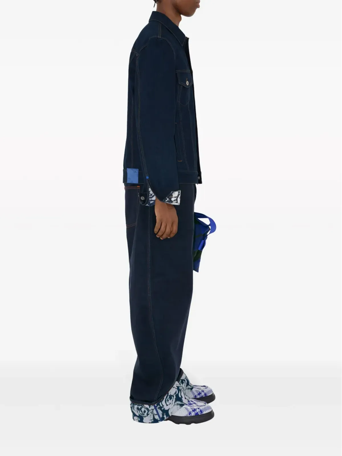 Burberry ロゴパッチ コットン ワイドレッグジーンズ - 画像3