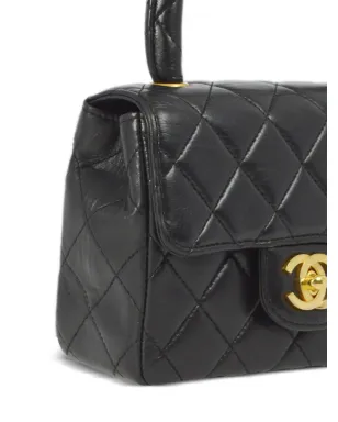 CHANEL ビンテージ 1990-2000 ミニ クラシックフラップ ハンドバッグ - ブラック - サムネイル3