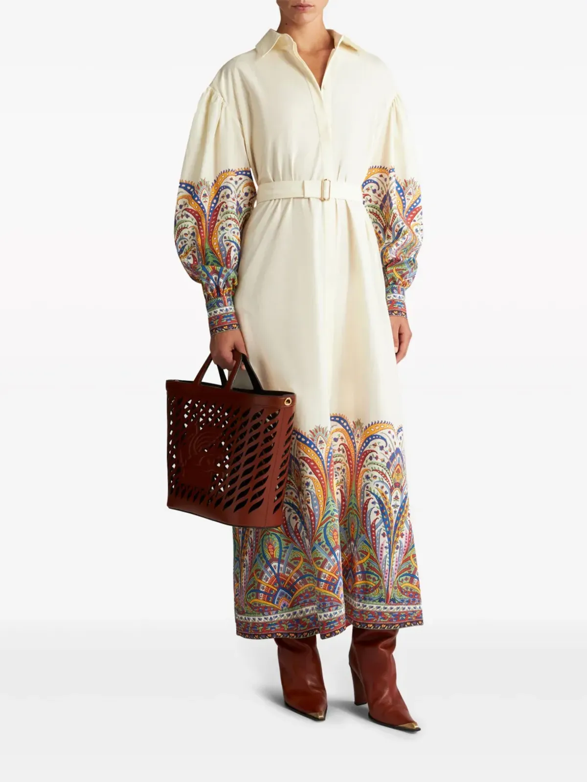ETRO ペイズリー柄コットンシャツドレス - ホワイト - 画像2