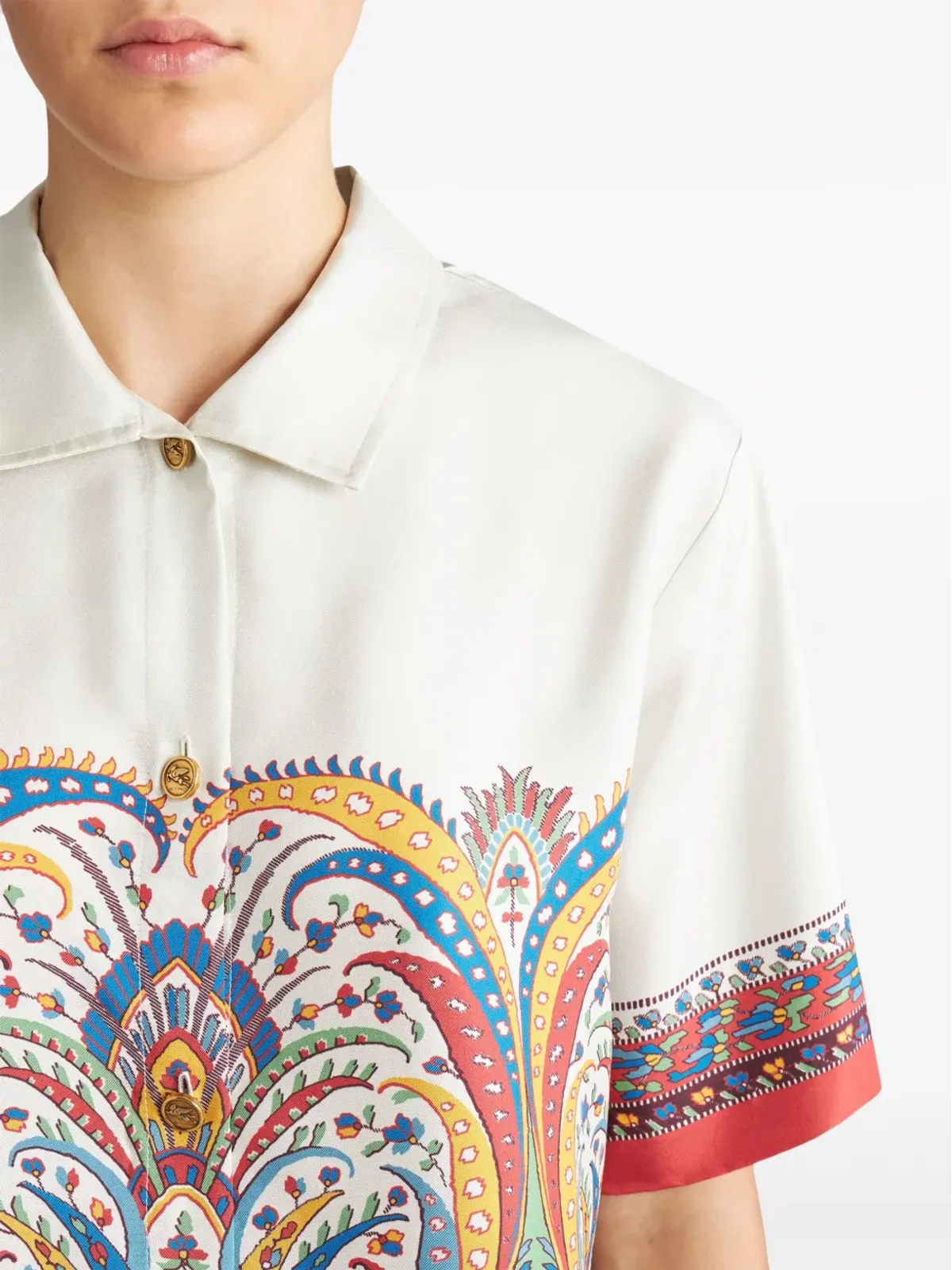 ETRO ペイズリープリントのシルクサテンシャツ - ホワイト - 画像5