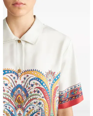 ETRO ペイズリープリントのシルクサテンシャツ - ホワイト - サムネイル5