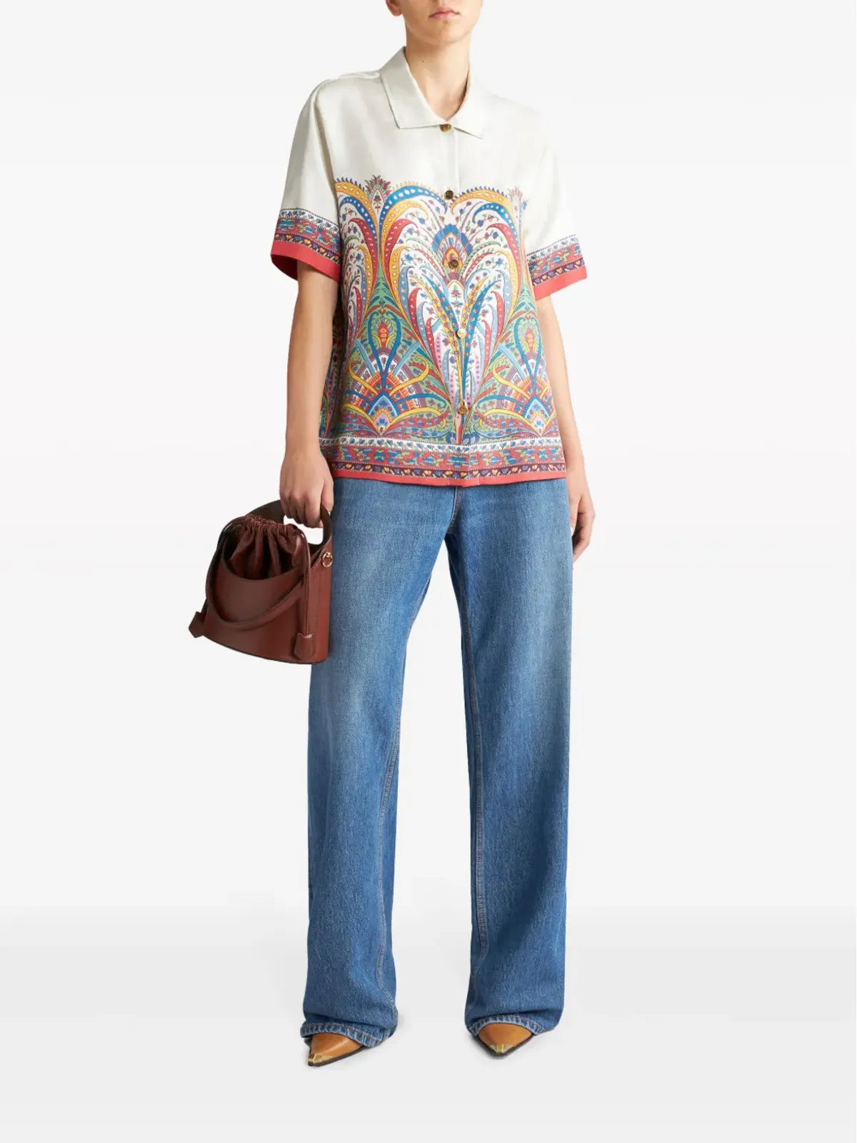 ETRO ペイズリープリントのシルクサテンシャツ - ホワイト - 画像2