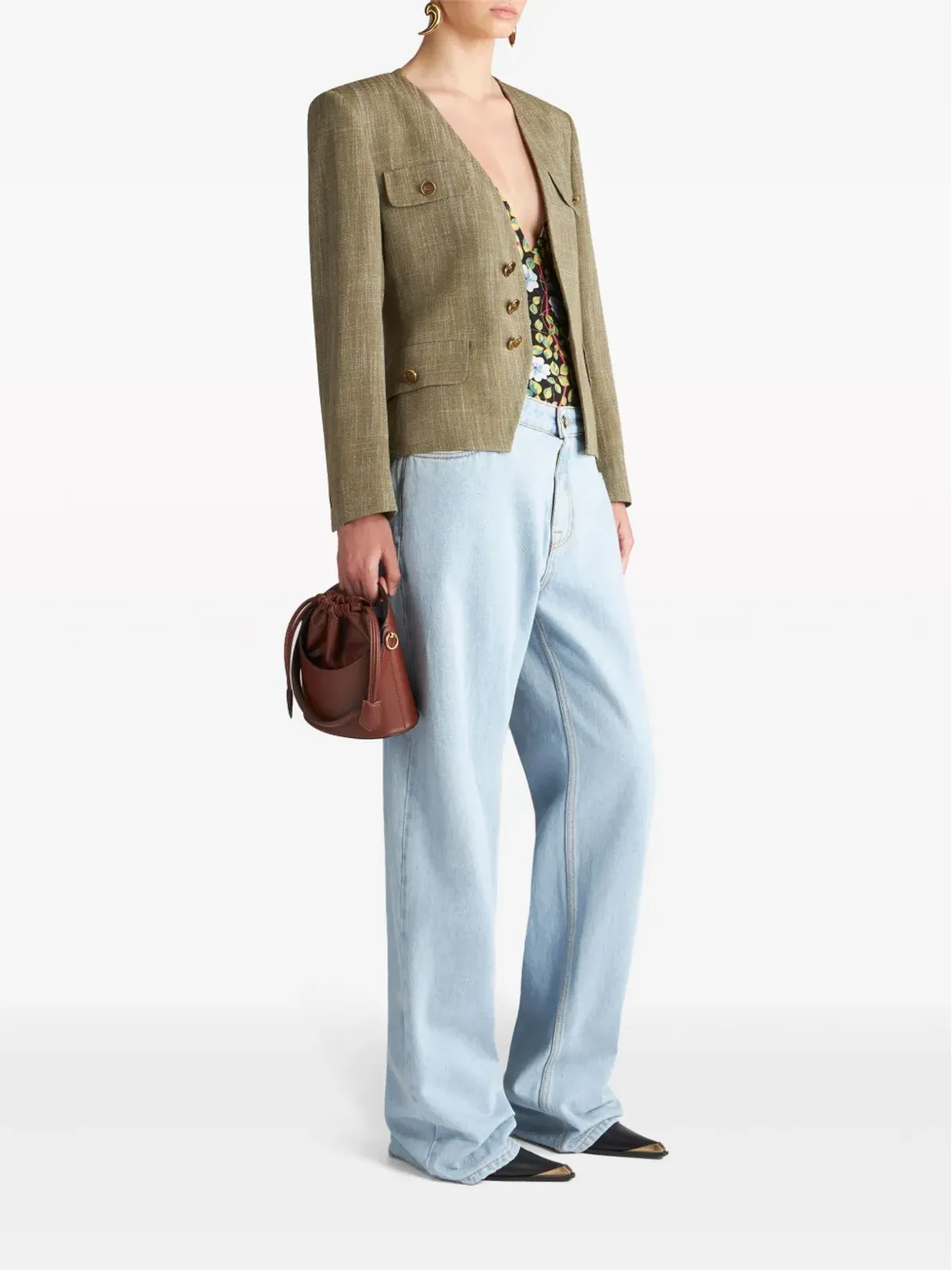 ETRO スラブ風テクスチャーのシングルブレストジャケット - グリーン - 画像2