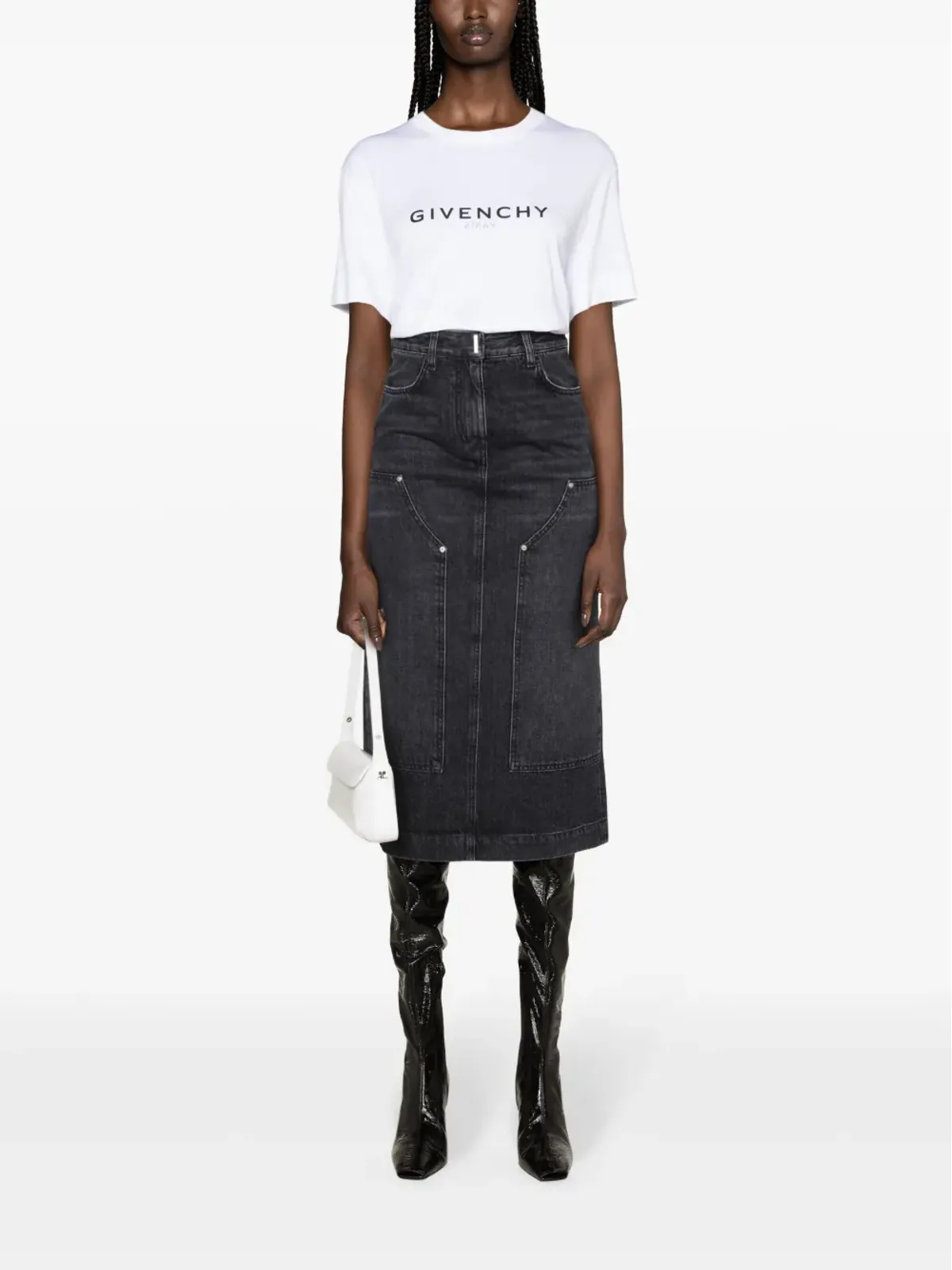 Givenchy ハイライズデニムミディスカート - ブラック - 画像2