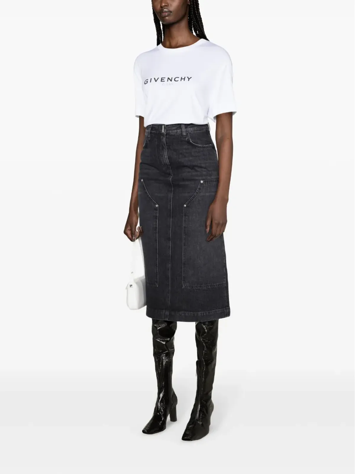 Givenchy ハイライズデニムミディスカート - ブラック - 画像3