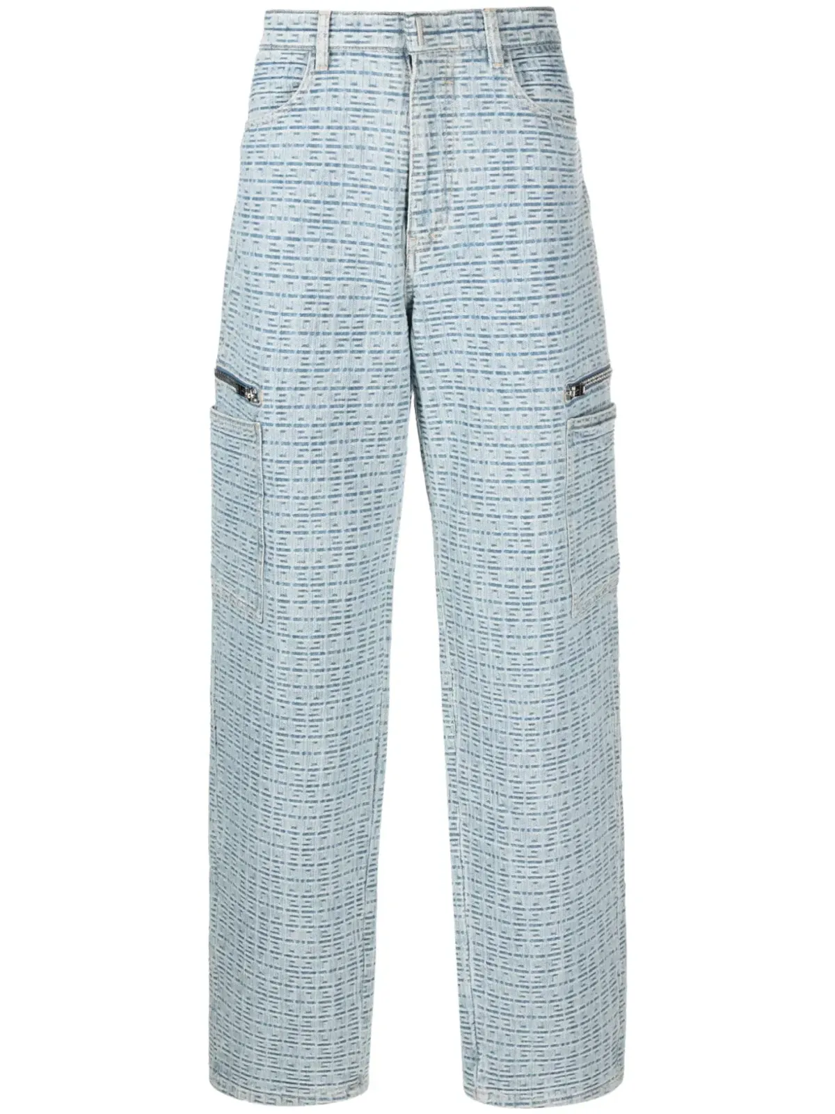 Givenchy 4Gエンボス ロゴプレート付き ワイドレッグジーンズ ブルー - 画像1