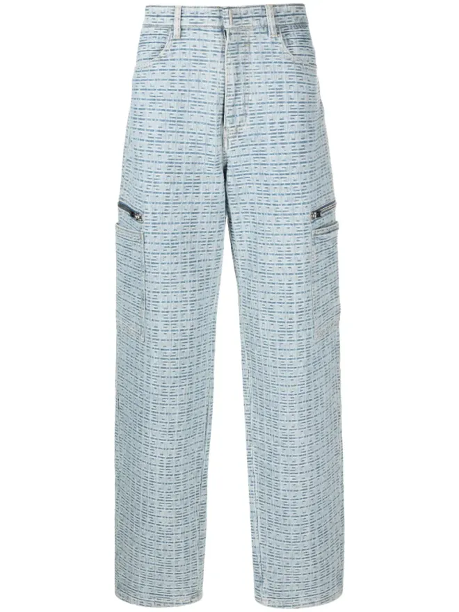 Givenchy Givenchy 4Gエンボス ロゴプレート付き ワイドレッグジーンズ ブルーの商品画像