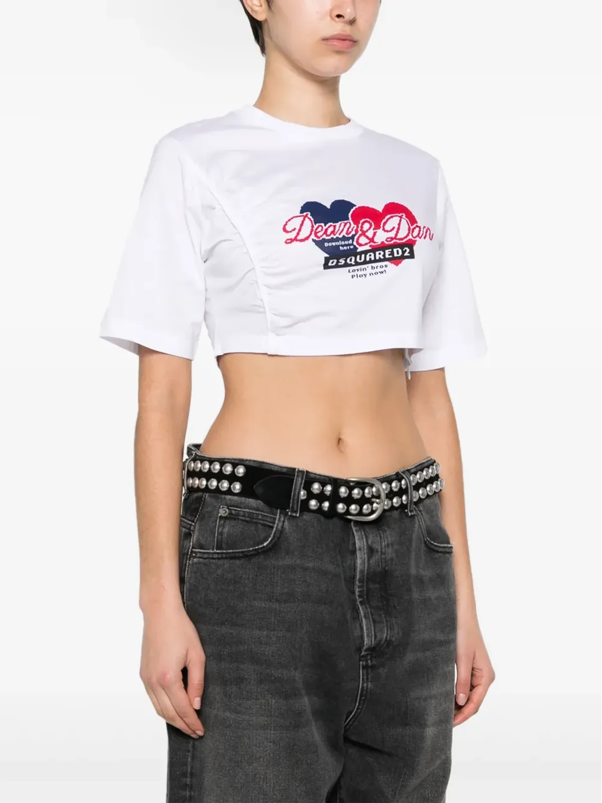 DSQUARED2 ギャザー入りクロップドTシャツ - ホワイト - 画像3