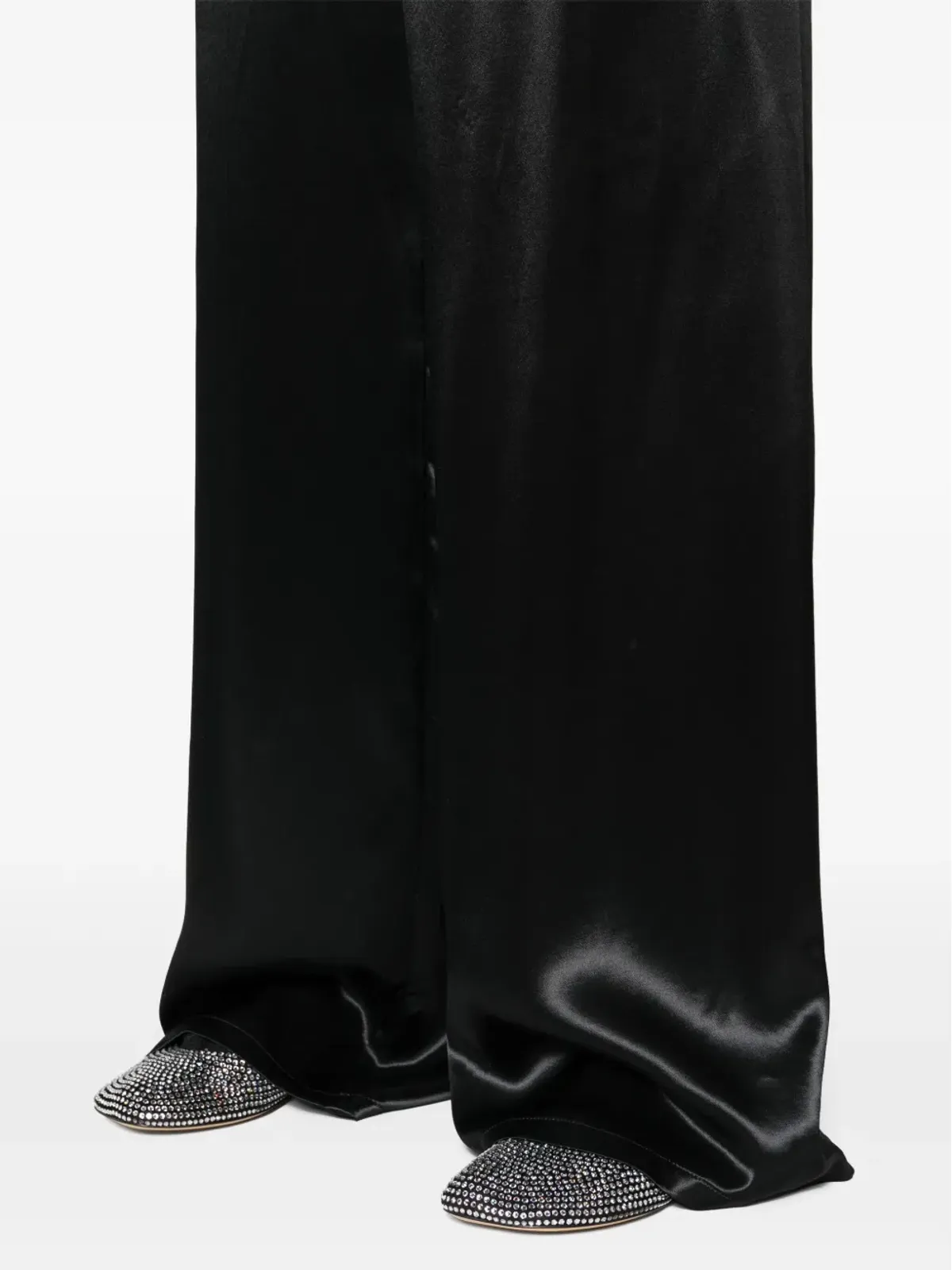 Ferragamo ワイドレッグ サテンパンツ ブラック - 画像5