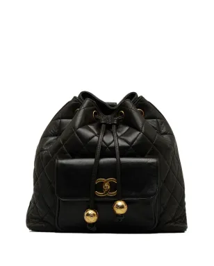 CHANEL ビンテージ CC ダイヤモンドキルト バックパック ブラック - サムネイル1