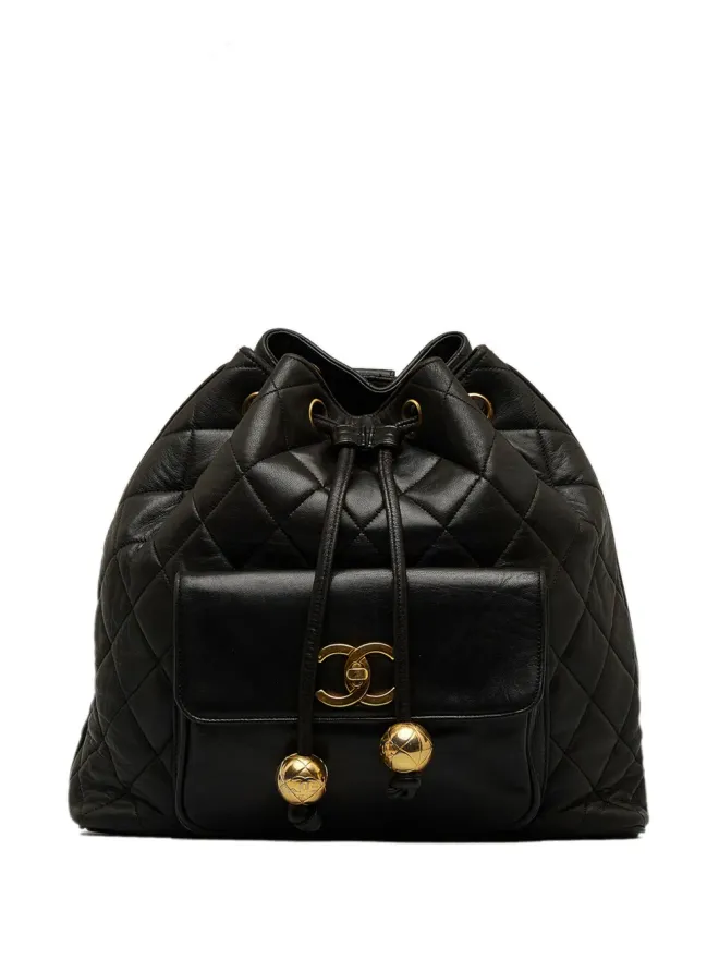 CHANEL Pre-Owned CHANEL ビンテージ CC ダイヤモンドキルト バックパック ブラックの商品画像