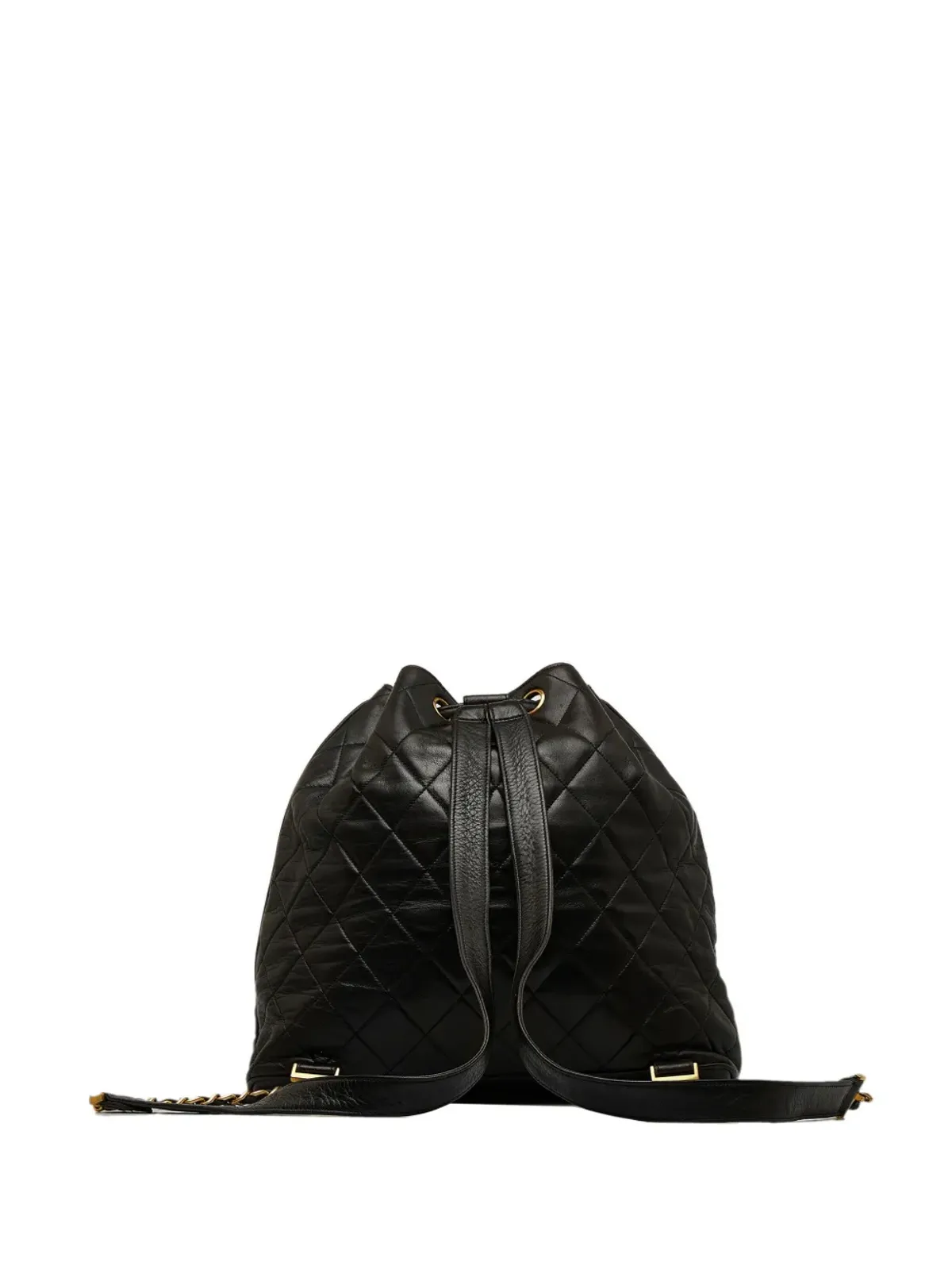 CHANEL ビンテージ CC ダイヤモンドキルト バックパック ブラック - 画像2
