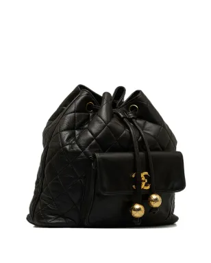 CHANEL ビンテージ CC ダイヤモンドキルト バックパック ブラック - サムネイル3