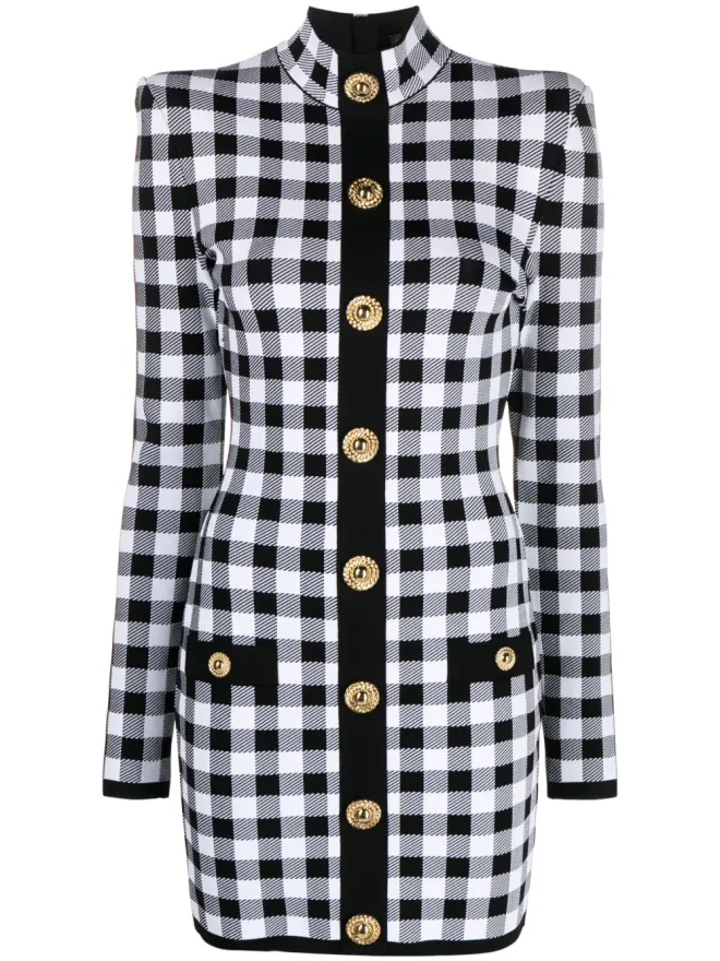 BALMAIN Balmain ギンガムミニドレス - ブラックの商品画像