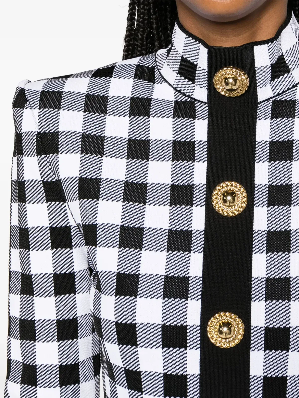 Balmain ギンガムミニドレス - ブラック - 画像5