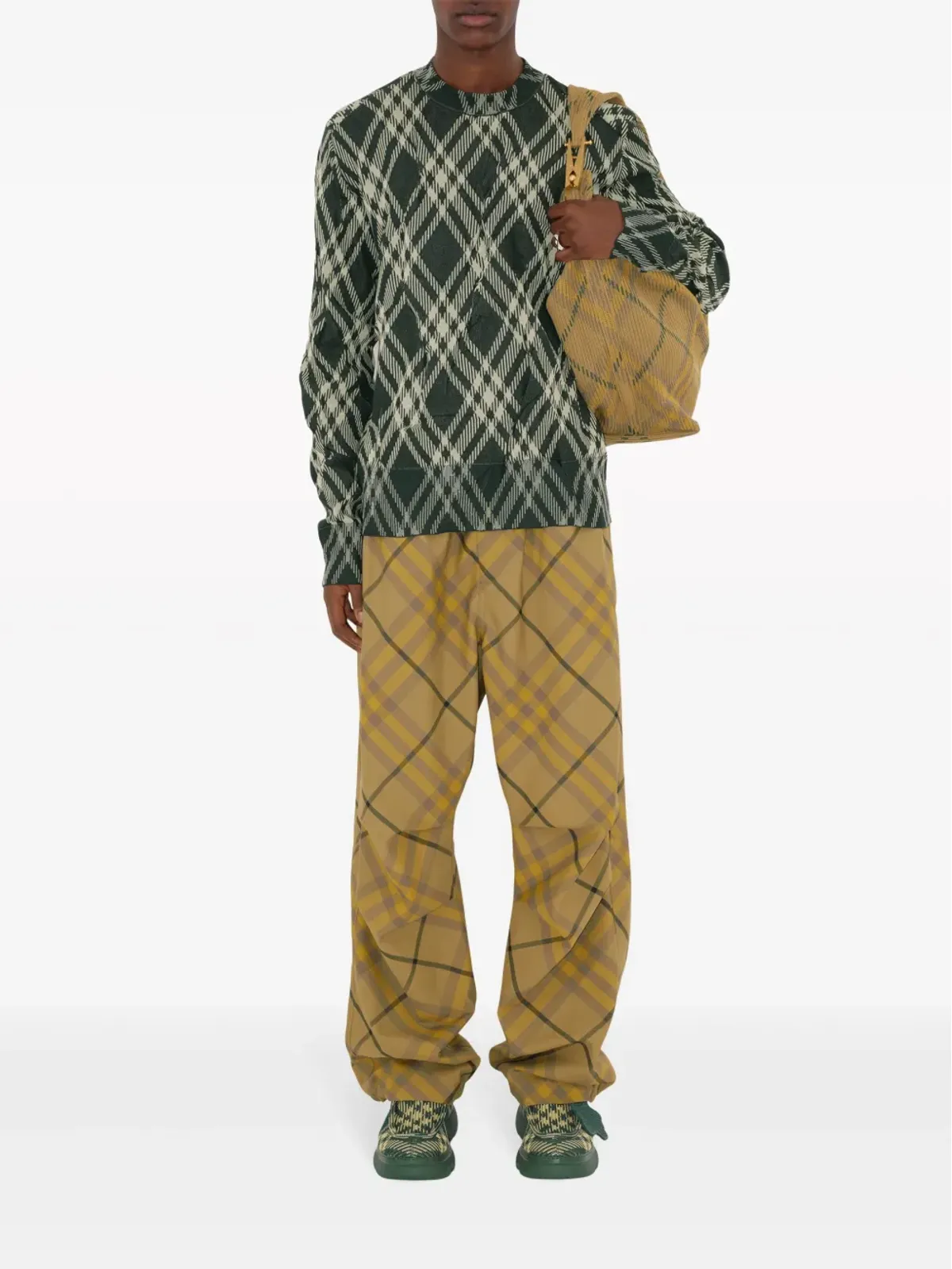 Burberry プラッドチェック柄 クリンクル加工セーター - グリーン - 画像2