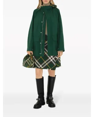 Burberry チェック柄 隠しファスナー付きコート グリーン - サムネイル2