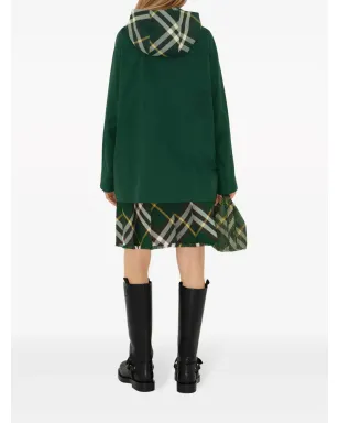 Burberry チェック柄 隠しファスナー付きコート グリーン - サムネイル4
