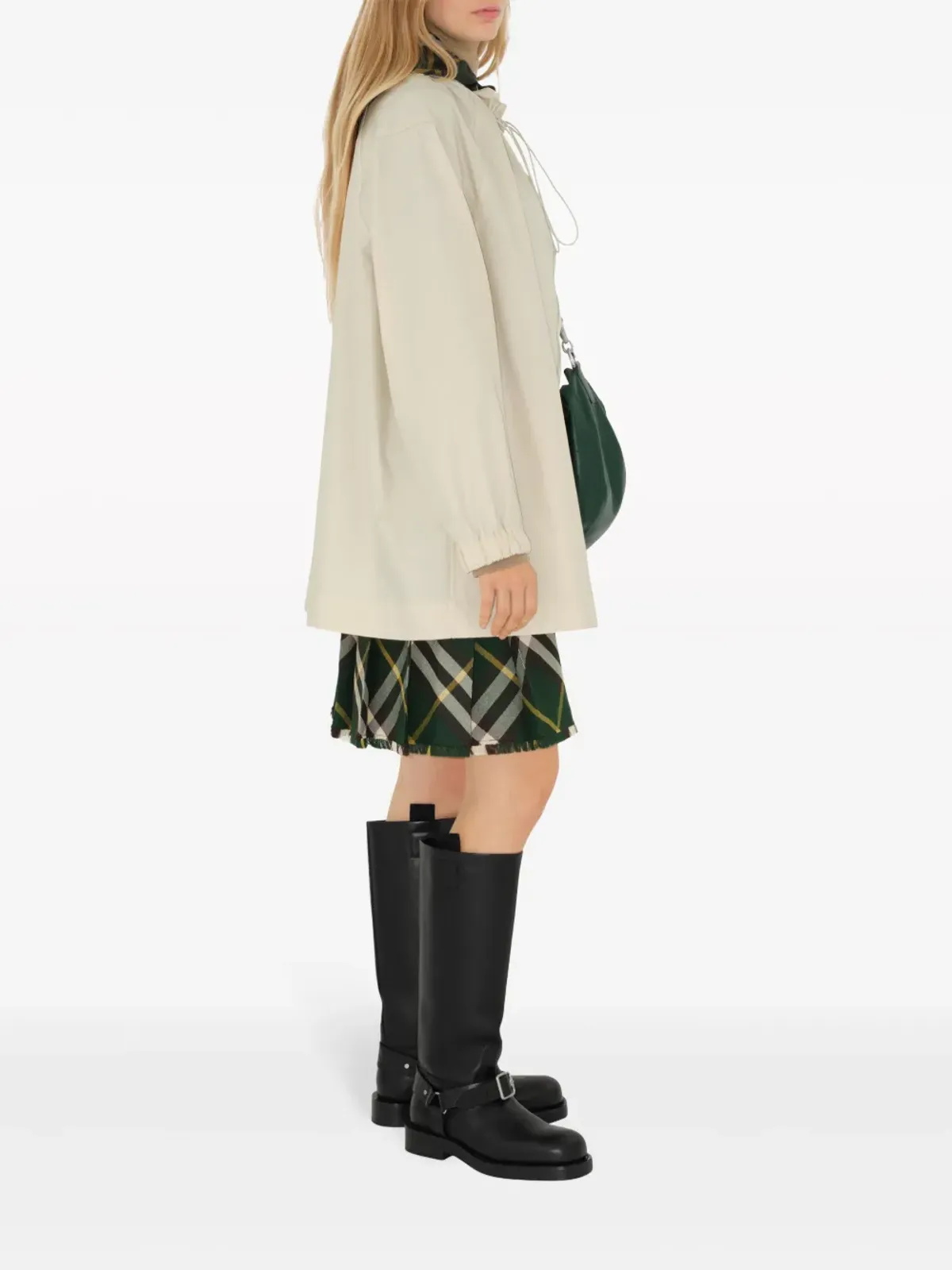 Burberry チェック柄フード付きコットンパーカ ホワイト - 画像3