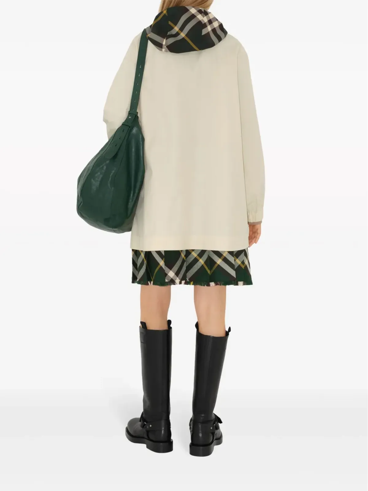 Burberry チェック柄フード付きコットンパーカ ホワイト - 画像4
