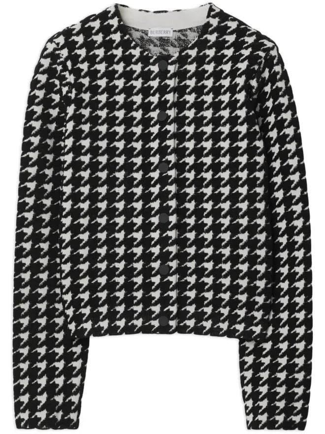Burberry Burberry ハウンドトゥース柄 クルーネック ニットセーター - ブラックの商品画像