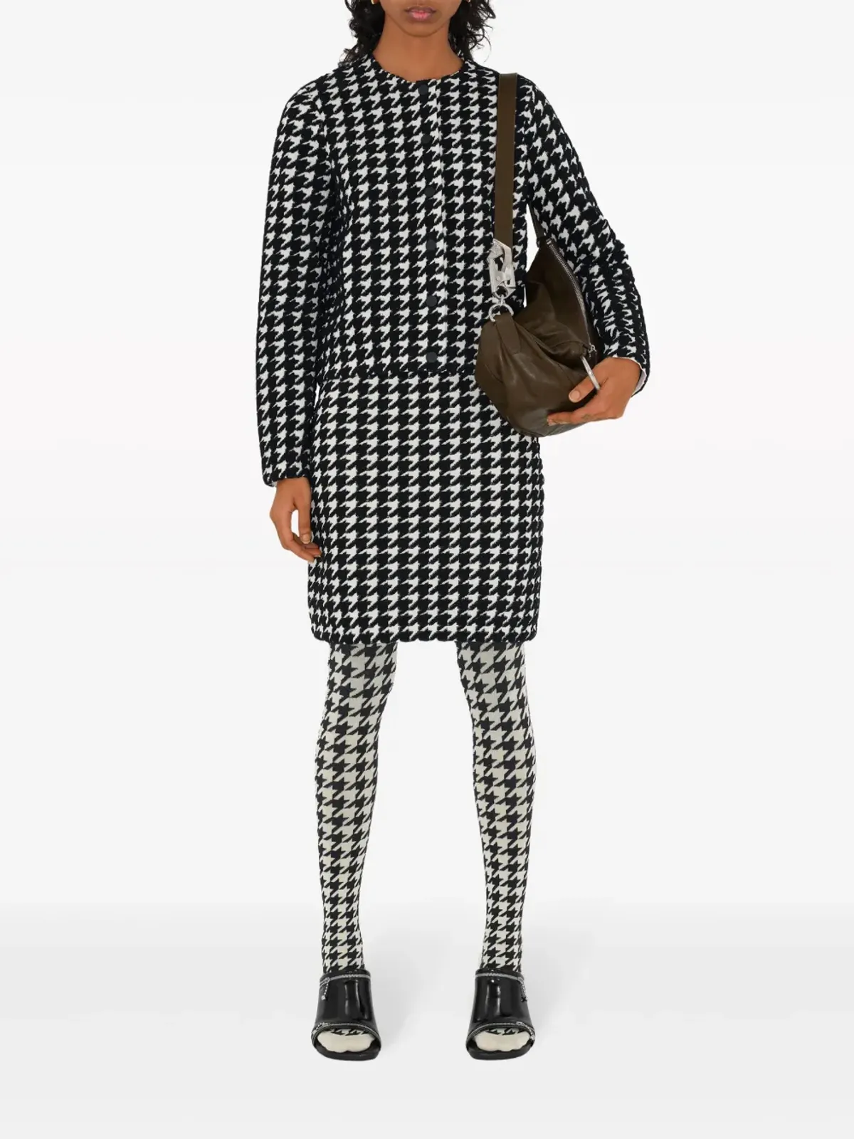 Burberry ハウンドトゥース柄 クルーネック ニットセーター - ブラック - 画像2