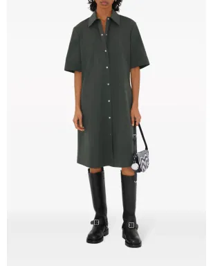 Burberry ストレートポイントカラー コットンブレンド ドレス - グリーン - サムネイル2